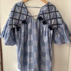 Anthropologie Maeve Boho Mini dress, oversized size small, patchwork look